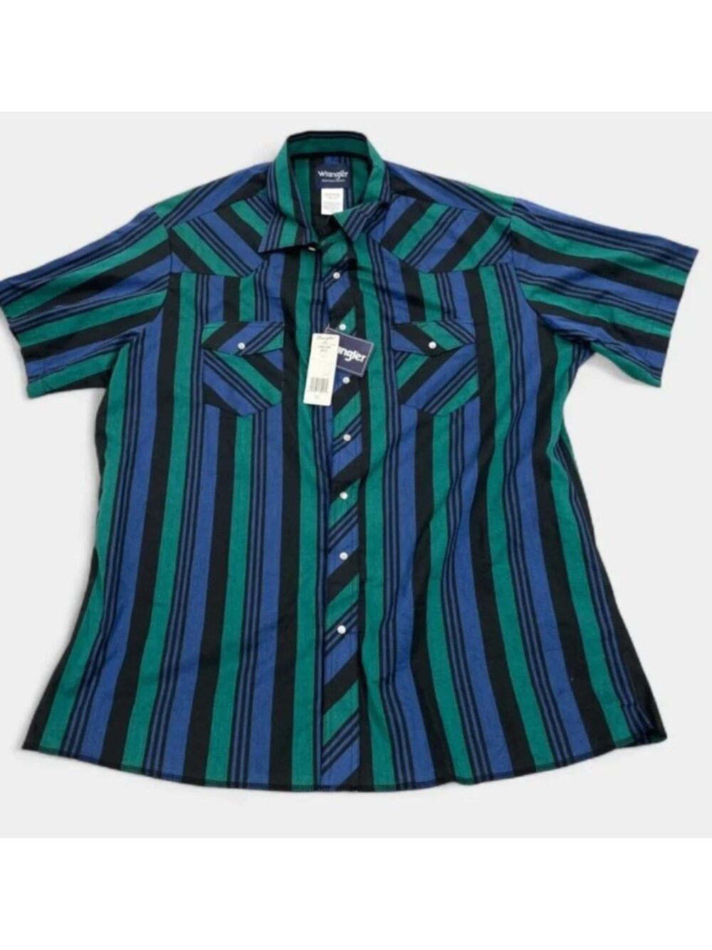 Wrangler Men's Western Shirt Dead Stock Vintage Snap Cowboy Short Sleeve 2XL